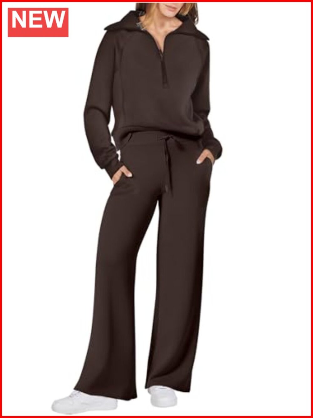 2 Piece Sweatsuit Set Oversized Half Zip Wide Leg Lounge Travel